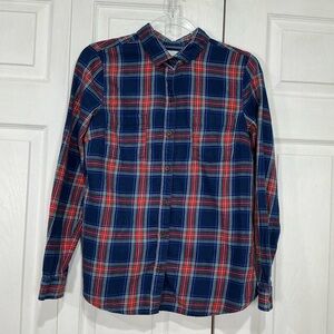 🍓 Old Navy Plaid Red and Blue Flannel Button Down Long Sleeve Shirt - SP